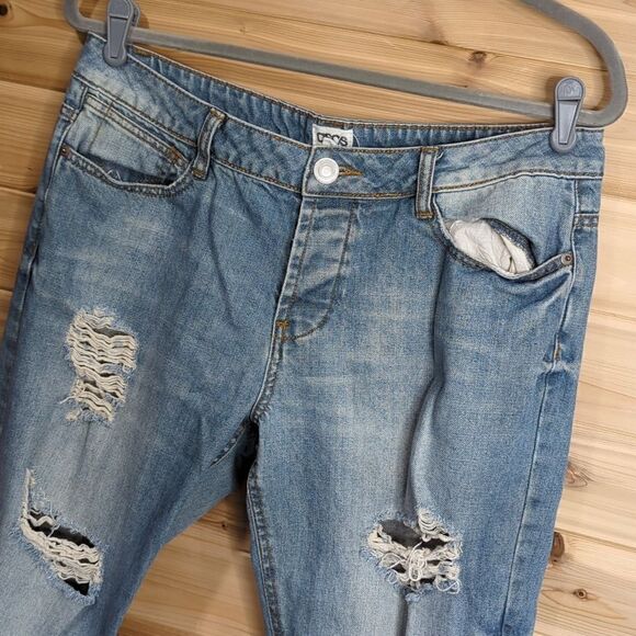 ASOS Womens Jeans 8 Blue Distressed Boyfriend Fit 29" Inseam - Picture 2 of 10
